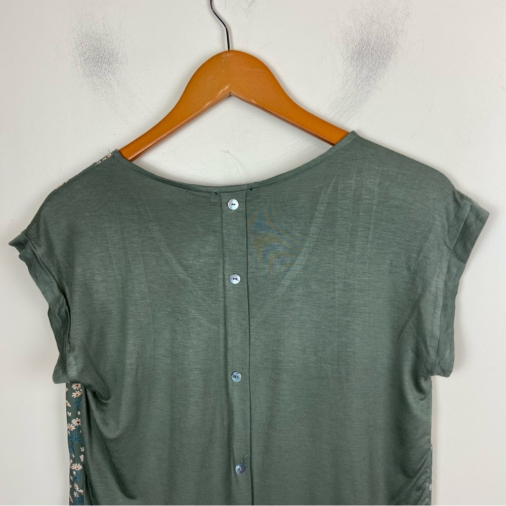 Papermoon Green Floral Daisy Blouse Top W/ Button Detail Cottagecore Xs NWT - Picture 6 of 10